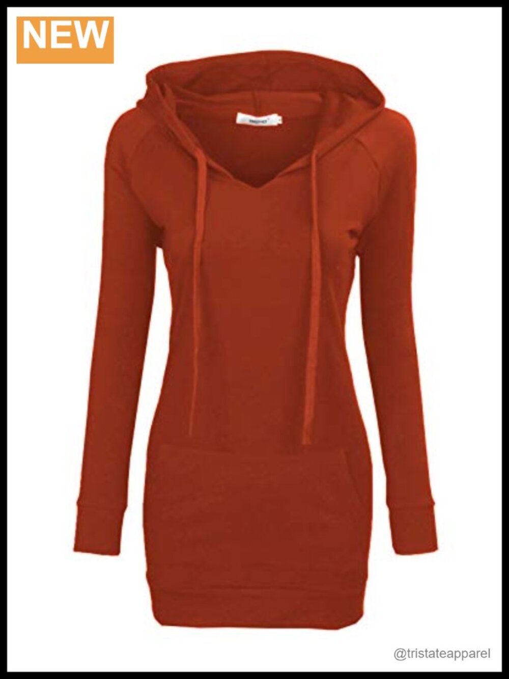 Womens Long Sleeve Tunic Hoodie Sweatshirt with Pockets Cotton Blend